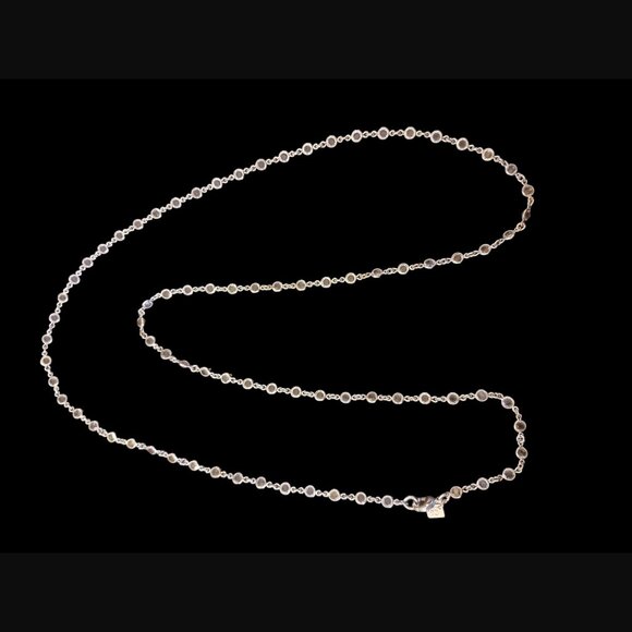 Banana Republic Silver Tone Clear Bezel Rhinestone 35" Long Necklace - Picture 2 of 6